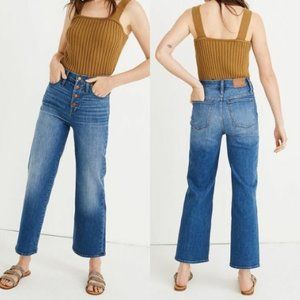 Madewell Womens Slim Wide Leg Crop High Rise Button Fly Jeans Size 29 Olympia